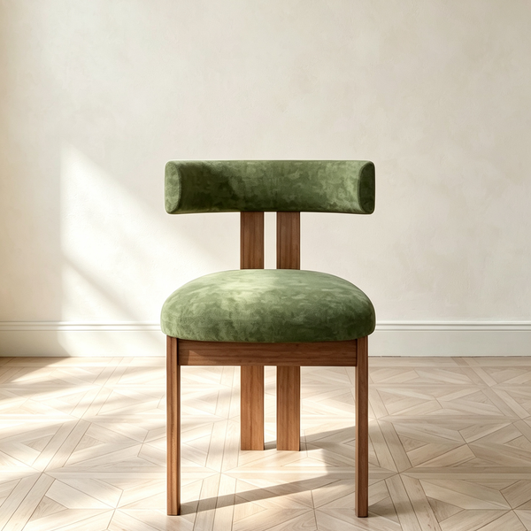 Upholstered Dining Chair with Foam Padded Seat and Woven Back
