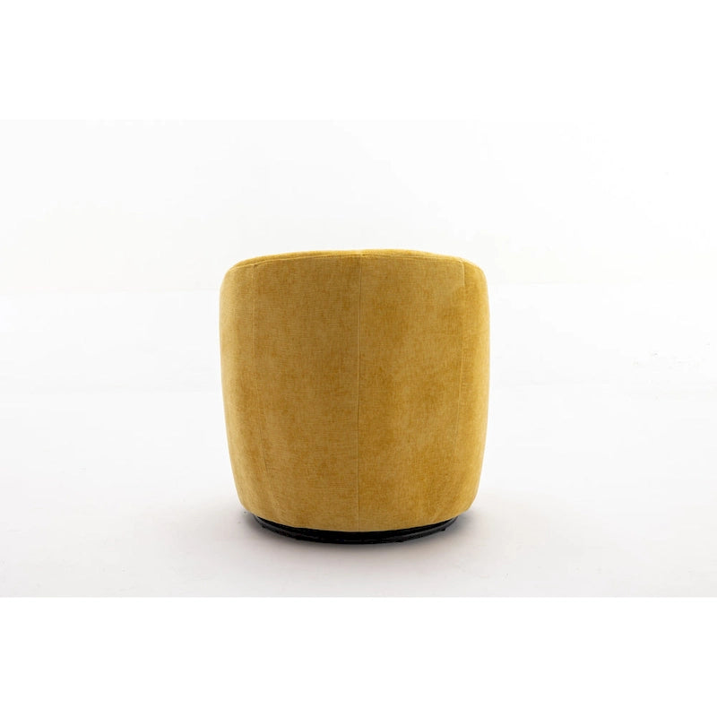 Fauteuil tonneau pivotant moderne jaune en chenille de 25.6 avec anneau métallique