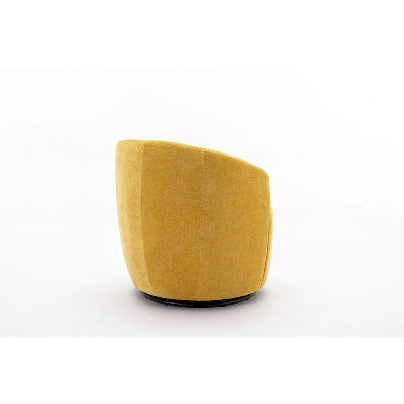 Fauteuil tonneau pivotant moderne jaune en chenille de 25.6 avec anneau métallique