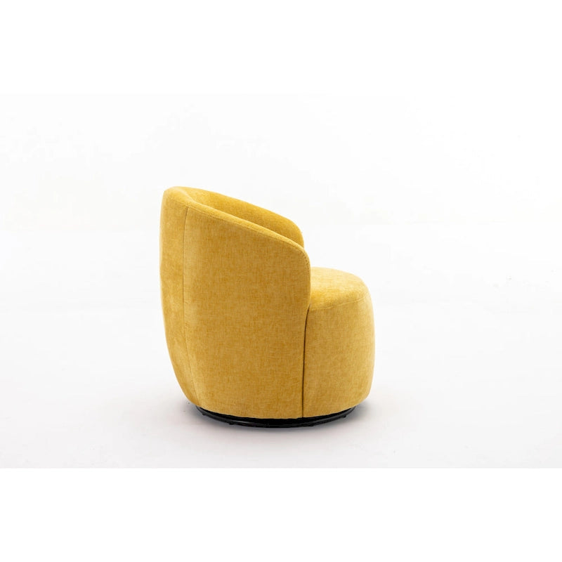 Fauteuil tonneau pivotant moderne jaune en chenille de 25.6 avec anneau métallique