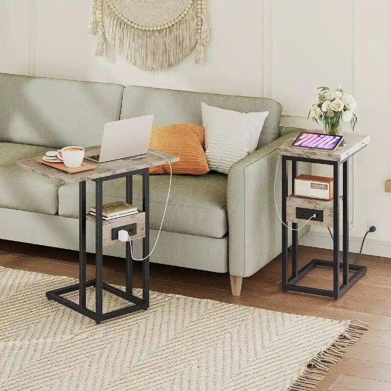 Tavolino laterale compatto pieghevole dal design salvaspazio - 15.4D x 10.2W x 25.2H