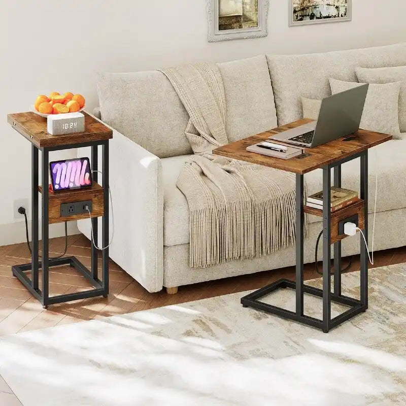 Tavolino laterale compatto pieghevole dal design salvaspazio - 15.4D x 10.2W x 25.2H