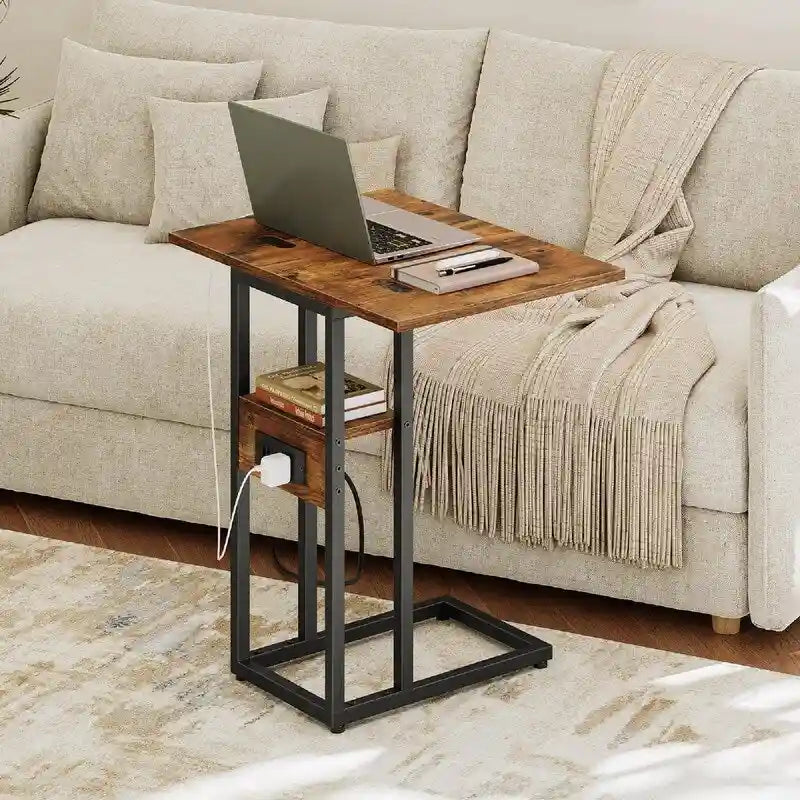 Compact Foldable End Table with Space-Saving Design - 15.4D x 10.2W x 25.2H