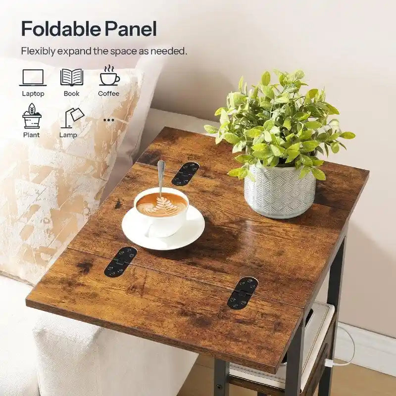 Compact Foldable End Table with Space-Saving Design - 15.4D x 10.2W x 25.2H