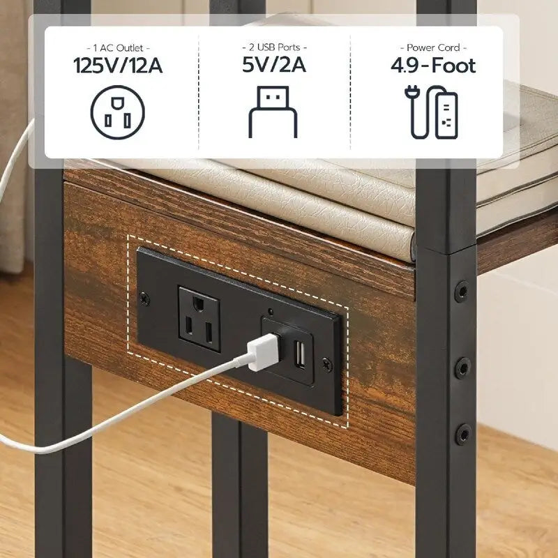 Compact Foldable End Table with Space-Saving Design - 15.4D x 10.2W x 25.2H