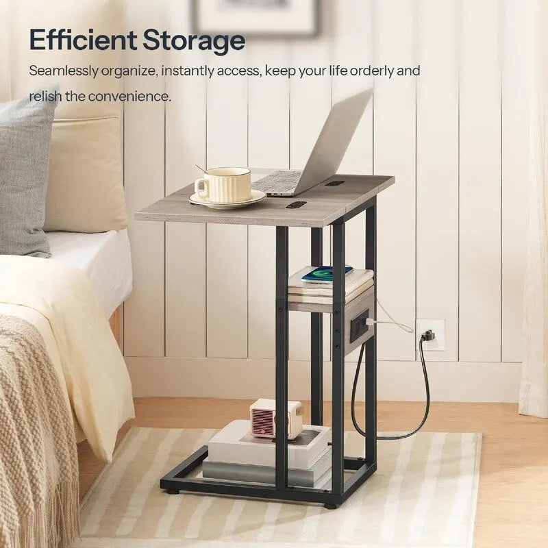 Compact Foldable End Table with Space-Saving Design - 15.4D x 10.2W x 25.2H