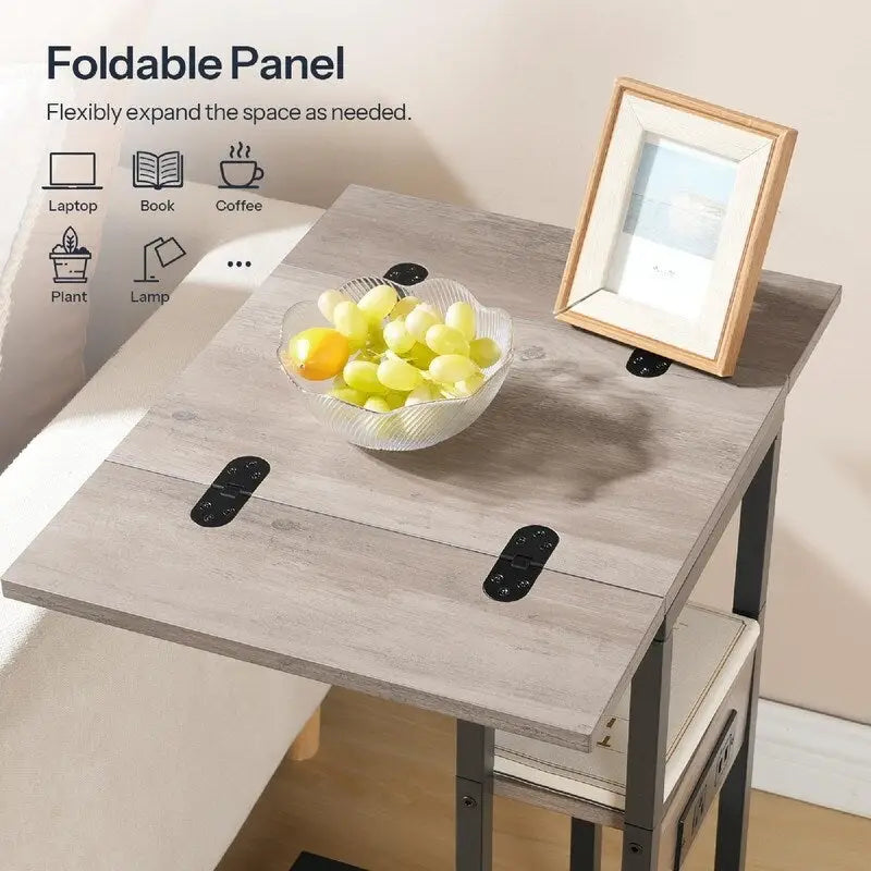 Compact Foldable End Table with Space-Saving Design - 15.4D x 10.2W x 25.2H
