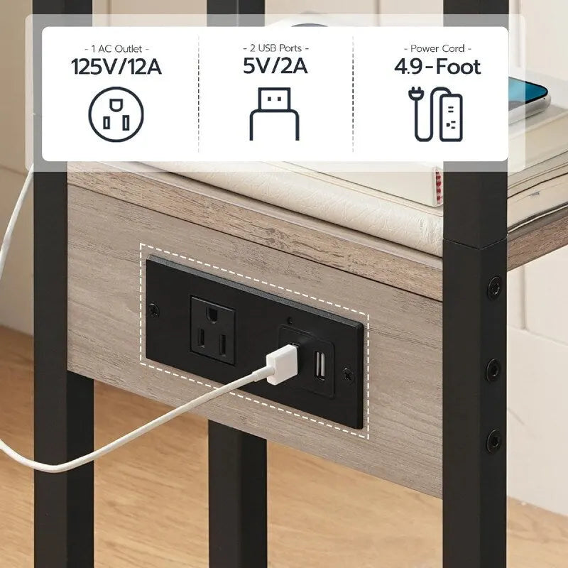 Compact Foldable End Table with Space-Saving Design - 15.4D x 10.2W x 25.2H