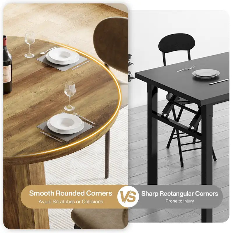 Tavolo da pranzo rotondo industriale da 47 con base centrale per 4-6 persone
