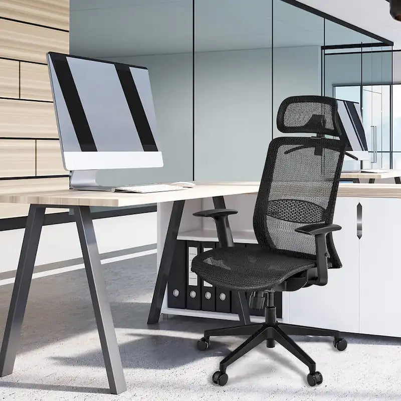 Poltrona da ufficio ergonomica reclinabile con schienale alto in rete