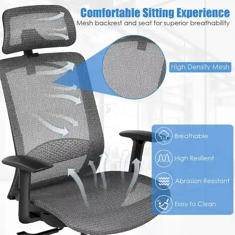 Poltrona da ufficio ergonomica reclinabile con schienale alto in rete