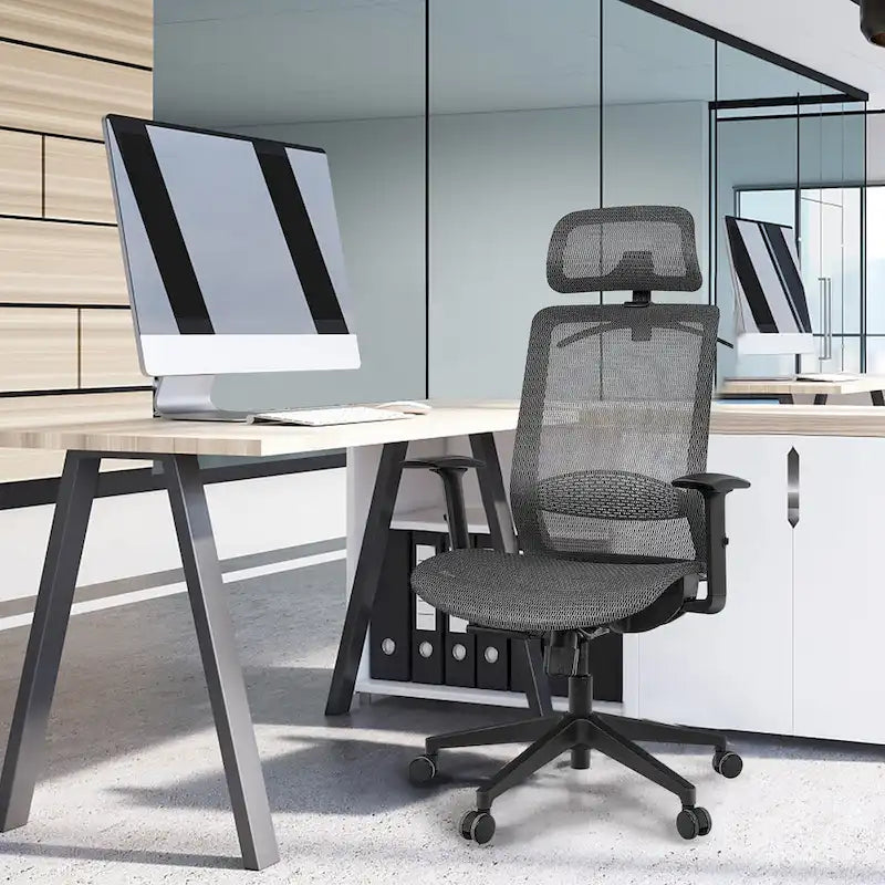 Ergonomischer Mesh-Bürostuhl mit hoher Rückenlehne und Liegefunktion