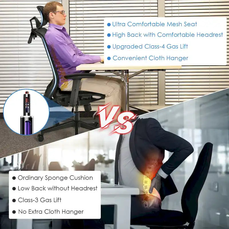 Ergonomischer Mesh-Bürostuhl mit hoher Rückenlehne und Liegefunktion