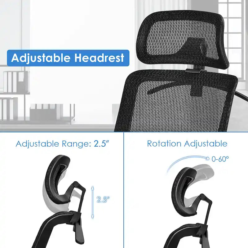 Ergonomischer Mesh-Bürostuhl mit hoher Rückenlehne und Liegefunktion