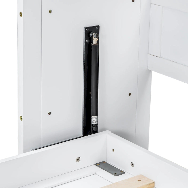 Letto a scomparsa Twin XL con scrivania e luce LED, struttura del letto in legno massello con stazione di ricarica USB, per piccoli spazi e uffici domestici