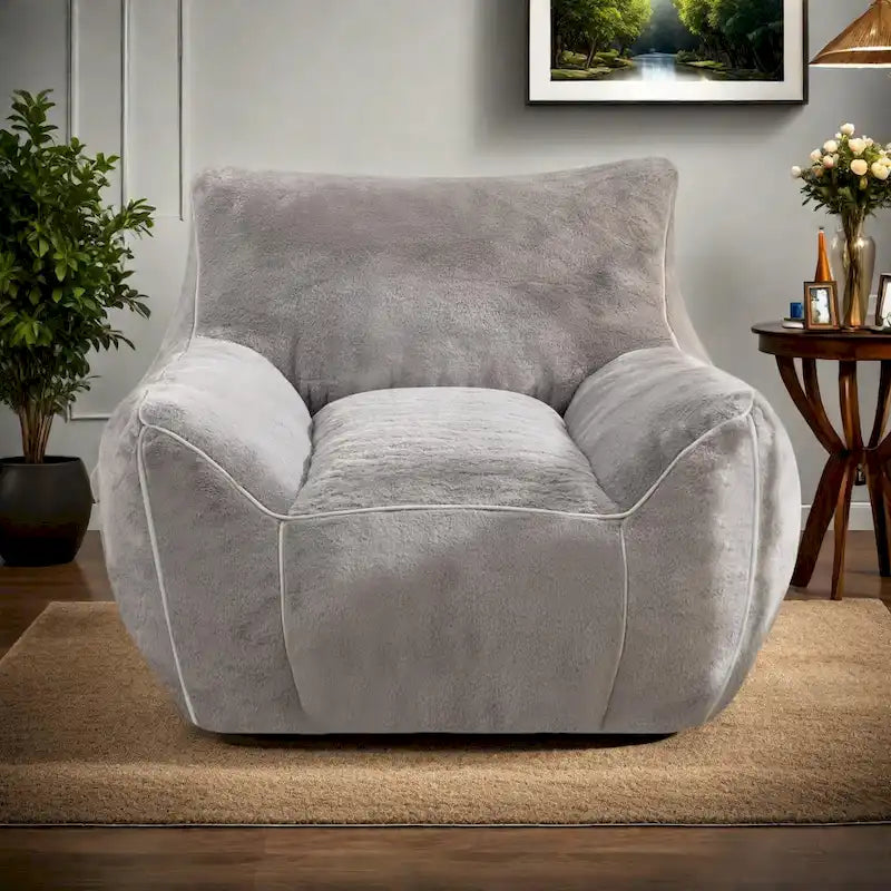 Poltrona a sacco in ecopelliccia con supporto per la schiena, imbottitura in schiuma sminuzzata ad alta densità e design versatile