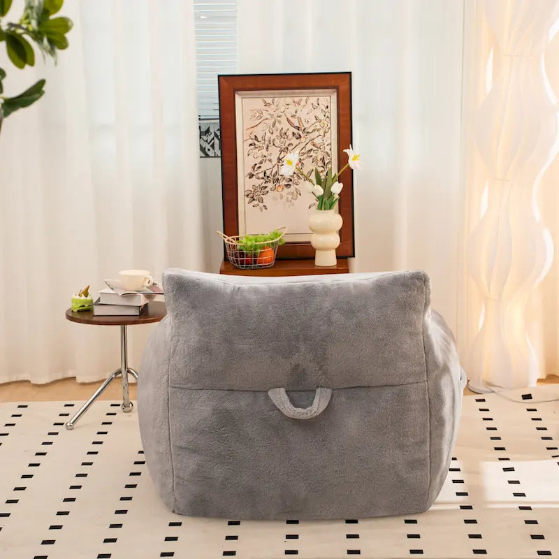 Poltrona a sacco in ecopelliccia con supporto per la schiena, imbottitura in schiuma sminuzzata ad alta densità e design versatile