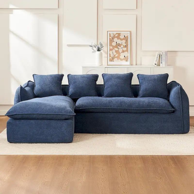 106.3 Übergroßes L-förmiges 3-Sitzer-Sofa mit Ottomane und 4 Kissen