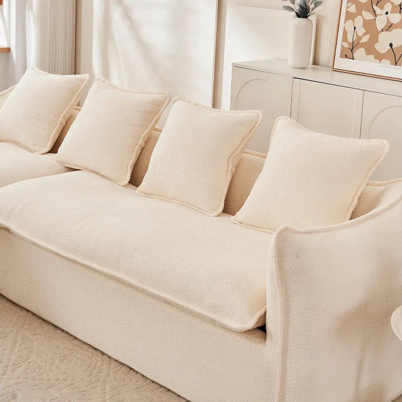 106.3 Übergroßes L-förmiges 3-Sitzer-Sofa mit Ottomane und 4 Kissen
