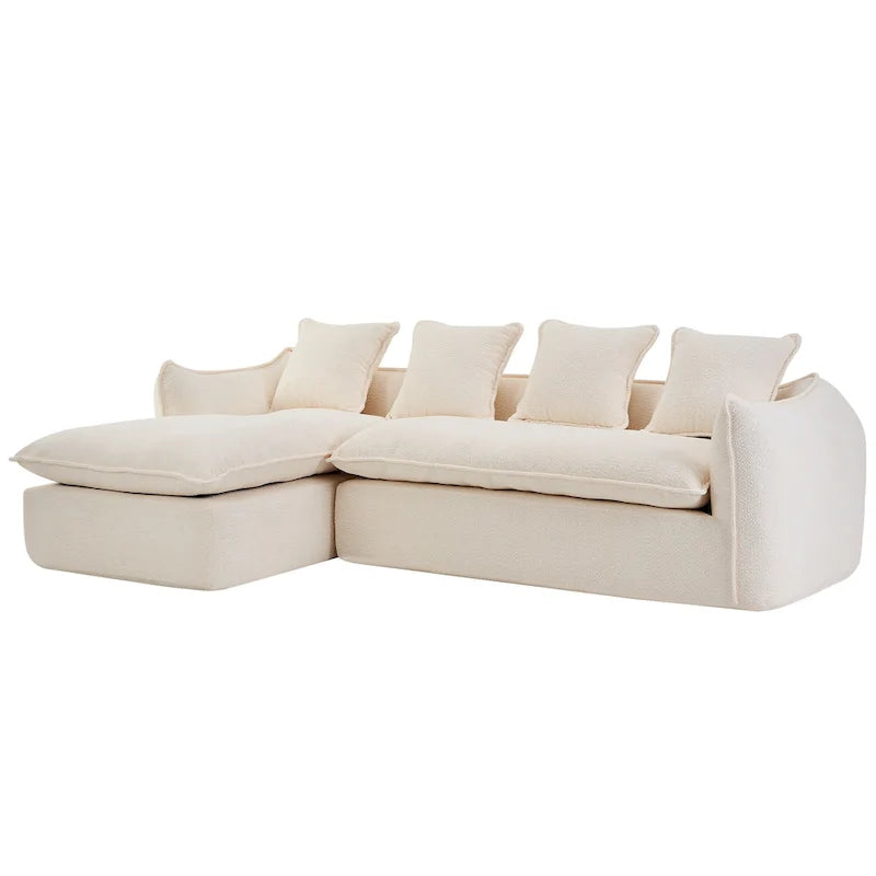106.3 Übergroßes L-förmiges 3-Sitzer-Sofa mit Ottomane und 4 Kissen