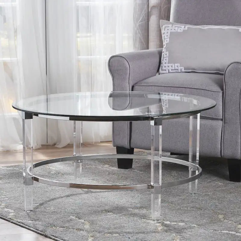 35.5 Moderner runder Couchtisch mit lichtdurchlässigem Design für das Wohnzimmer