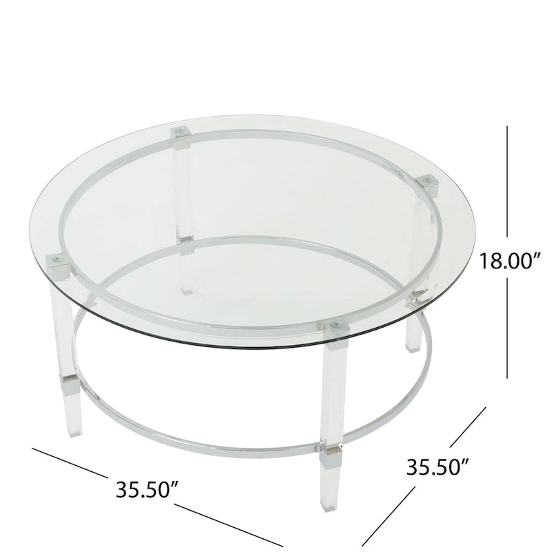 35.5 Moderner runder Couchtisch mit lichtdurchlässigem Design für das Wohnzimmer