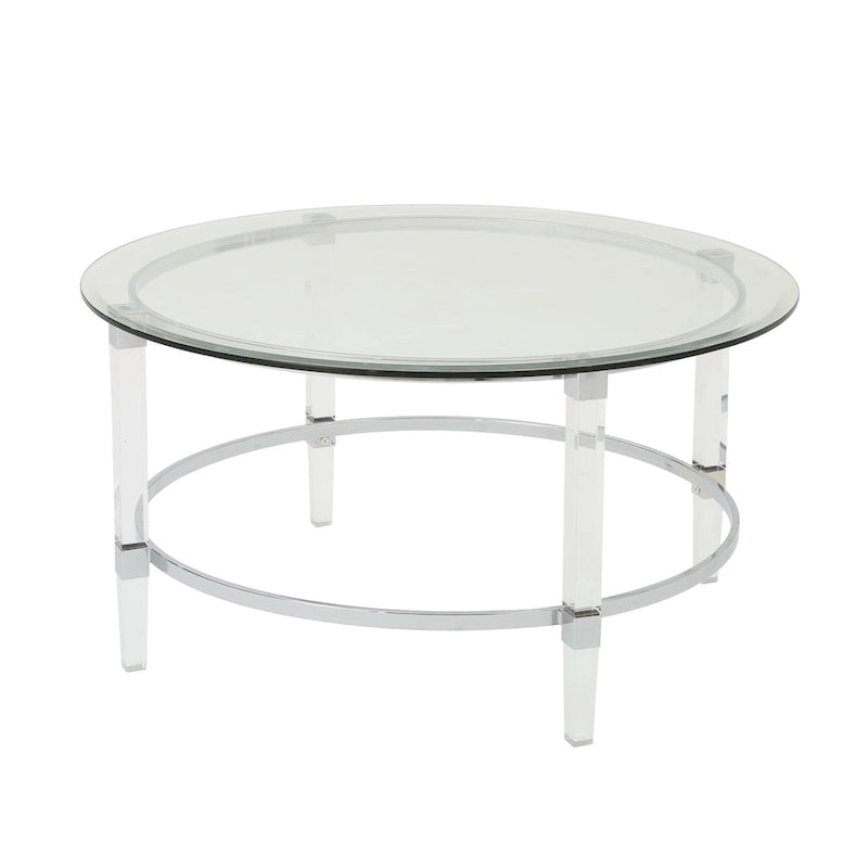 35.5 Moderner runder Couchtisch mit lichtdurchlässigem Design für das Wohnzimmer