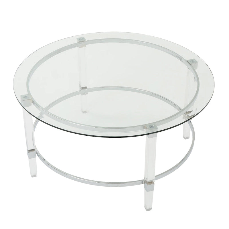 35.5 Moderner runder Couchtisch mit lichtdurchlässigem Design für das Wohnzimmer