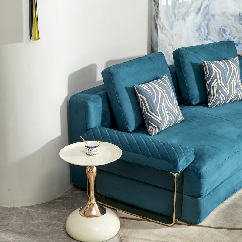 Tavolino laterale in acciaio al carbonio con finitura dorata da 14.96, design moderno