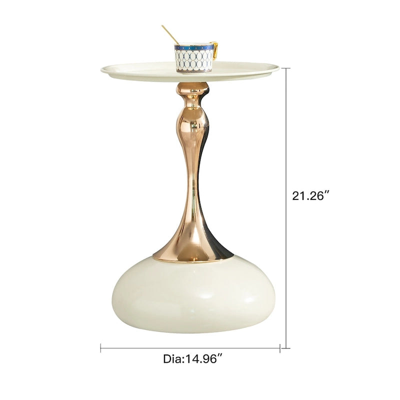 Tavolino laterale in acciaio al carbonio con finitura dorata da 14.96, design moderno