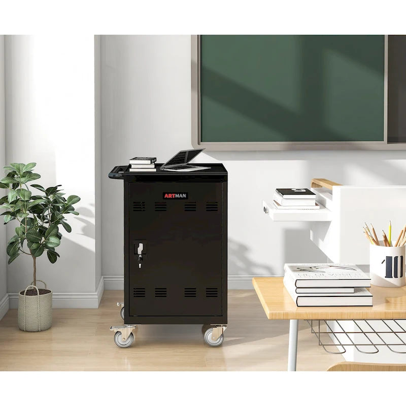 Chariot de recharge mobile et armoire verrouillable pour salle de classe, bureau ou hôpital