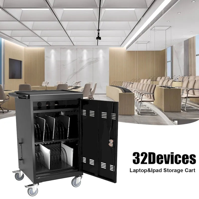 Chariot de recharge mobile et armoire verrouillable pour salle de classe, bureau ou hôpital