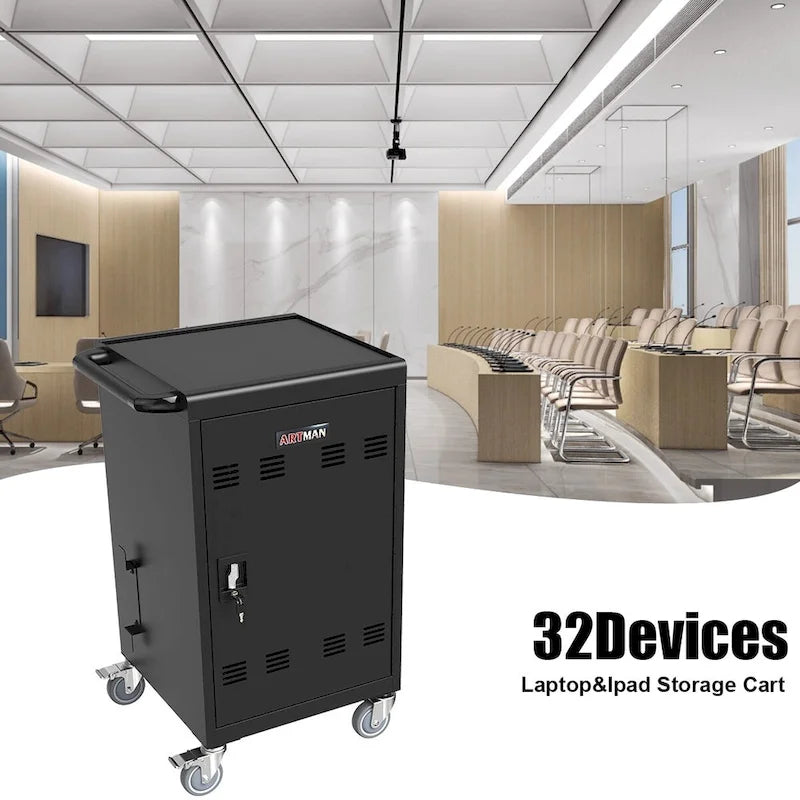 Chariot de recharge mobile et armoire verrouillable pour salle de classe, bureau ou hôpital