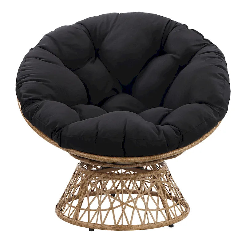Runder Papasan-Sessel mit dickem Kissen und stabilem Rattanrahmen