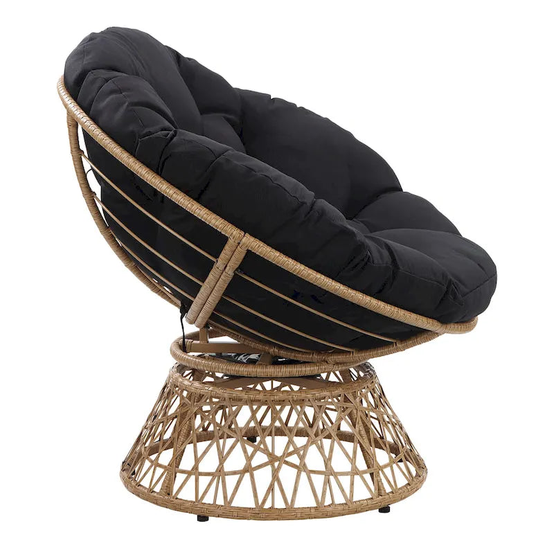 Runder Papasan-Sessel mit dickem Kissen und stabilem Rattanrahmen