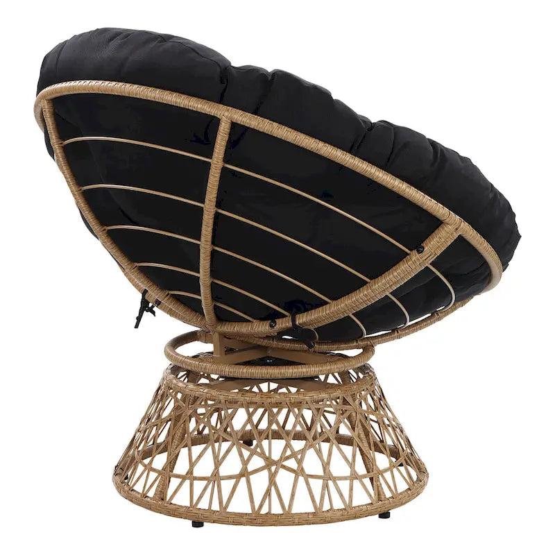 Runder Papasan-Sessel mit dickem Kissen und stabilem Rattanrahmen