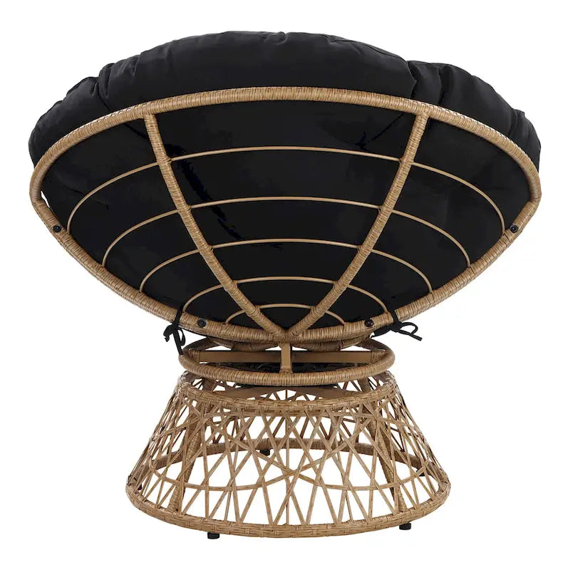 Runder Papasan-Sessel mit dickem Kissen und stabilem Rattanrahmen