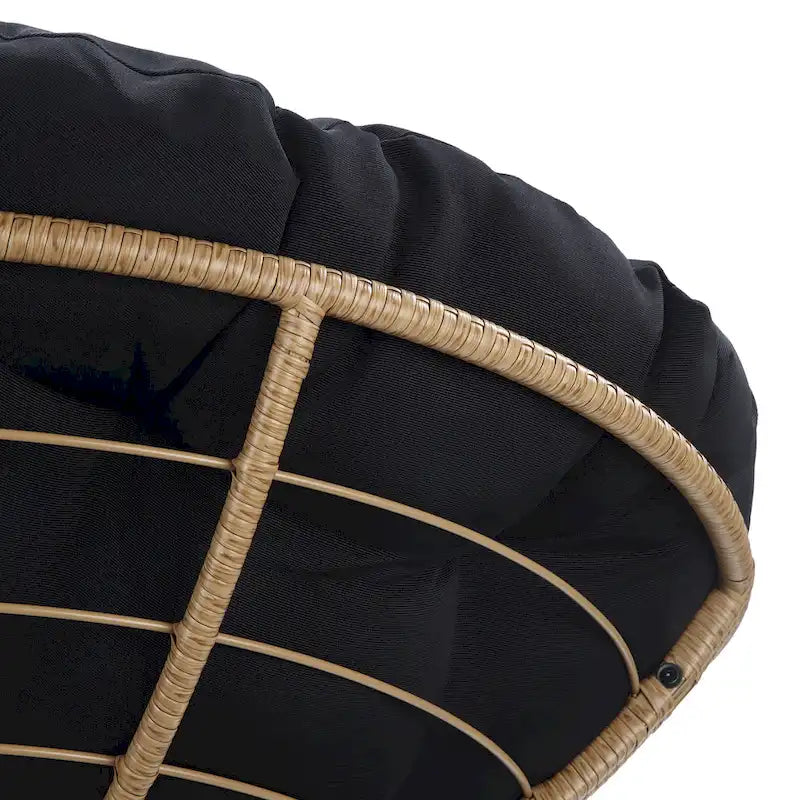 Runder Papasan-Sessel mit dickem Kissen und stabilem Rattanrahmen