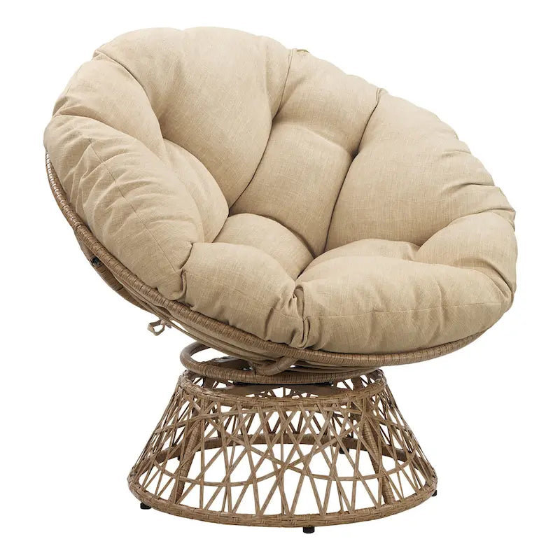 Runder Papasan-Sessel mit dickem Kissen und stabilem Rattanrahmen