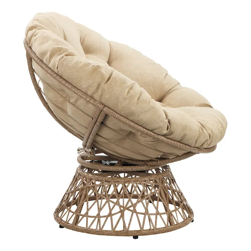 Runder Papasan-Sessel mit dickem Kissen und stabilem Rattanrahmen
