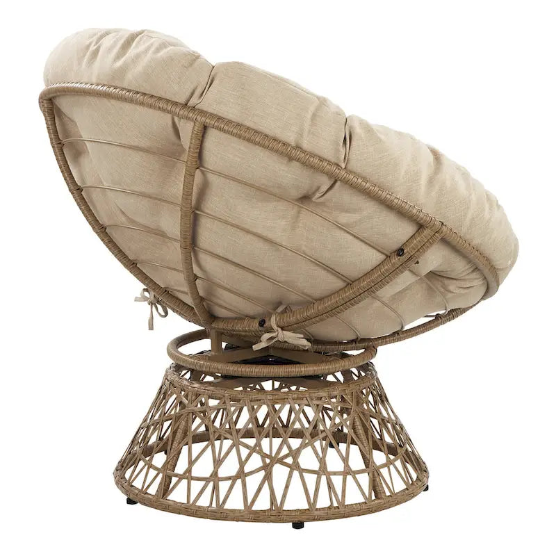 Runder Papasan-Sessel mit dickem Kissen und stabilem Rattanrahmen