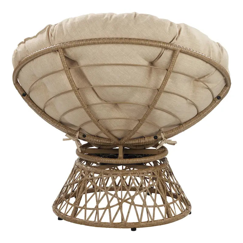 Runder Papasan-Sessel mit dickem Kissen und stabilem Rattanrahmen