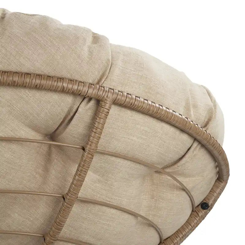 Runder Papasan-Sessel mit dickem Kissen und stabilem Rattanrahmen