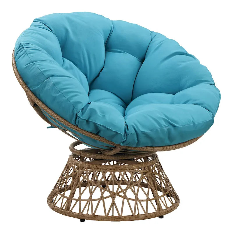 Runder Papasan-Sessel mit dickem Kissen und stabilem Rattanrahmen