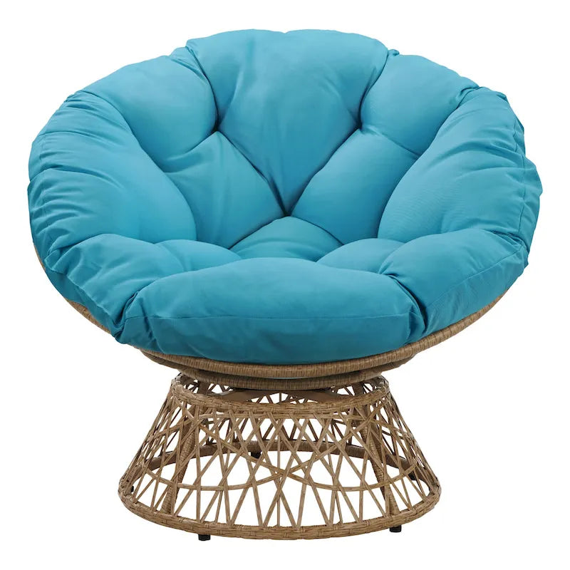 Runder Papasan-Sessel mit dickem Kissen und stabilem Rattanrahmen