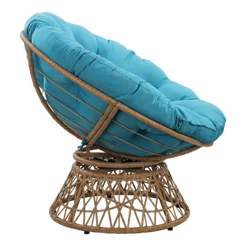 Runder Papasan-Sessel mit dickem Kissen und stabilem Rattanrahmen