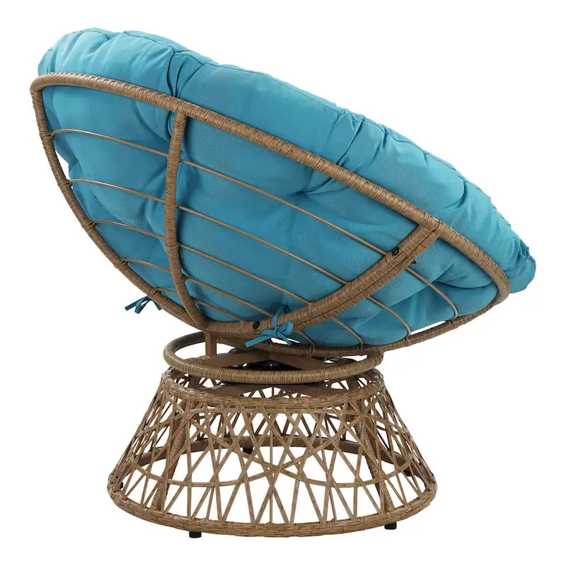 Runder Papasan-Sessel mit dickem Kissen und stabilem Rattanrahmen