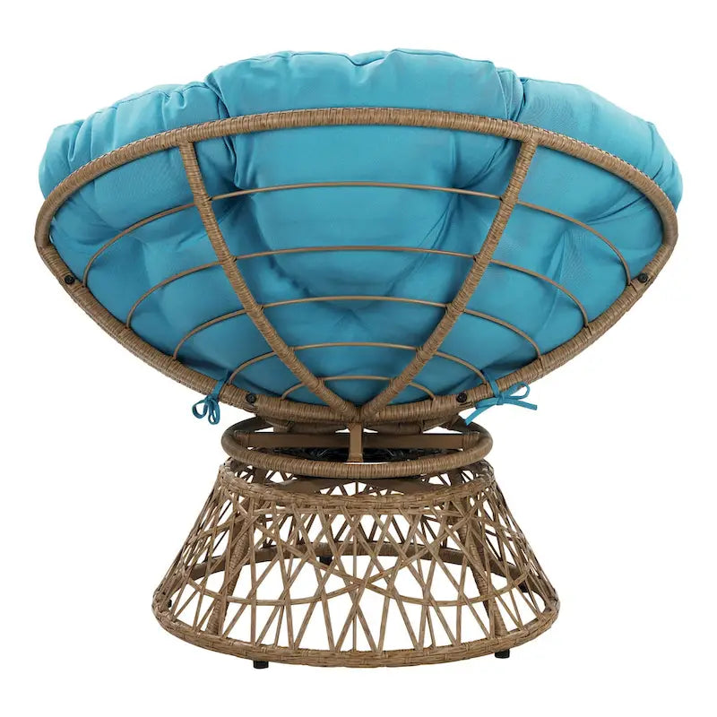 Runder Papasan-Sessel mit dickem Kissen und stabilem Rattanrahmen
