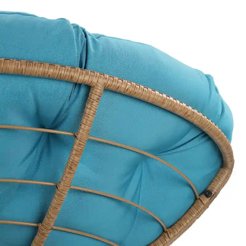 Runder Papasan-Sessel mit dickem Kissen und stabilem Rattanrahmen