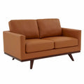 Modern Leather Loveseat 2-Seater Sofa with Birch Wood Base for Living Room Bedroom and Garden Lounge - 58.27 Inch